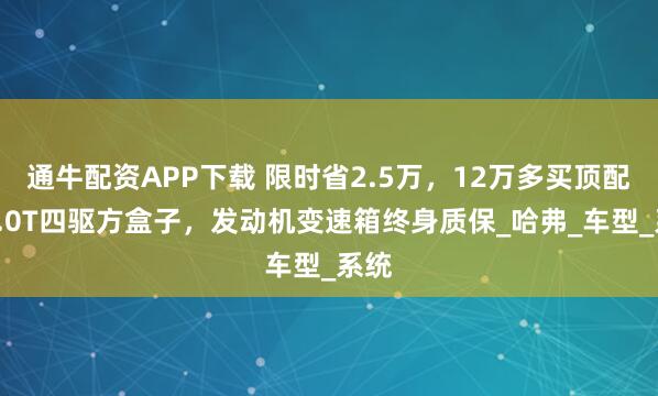 通牛配资APP下载 限时省2.5万，12万多买顶配，2.0T四驱方盒子，发动机变速箱终身质保_哈弗_车型_系统